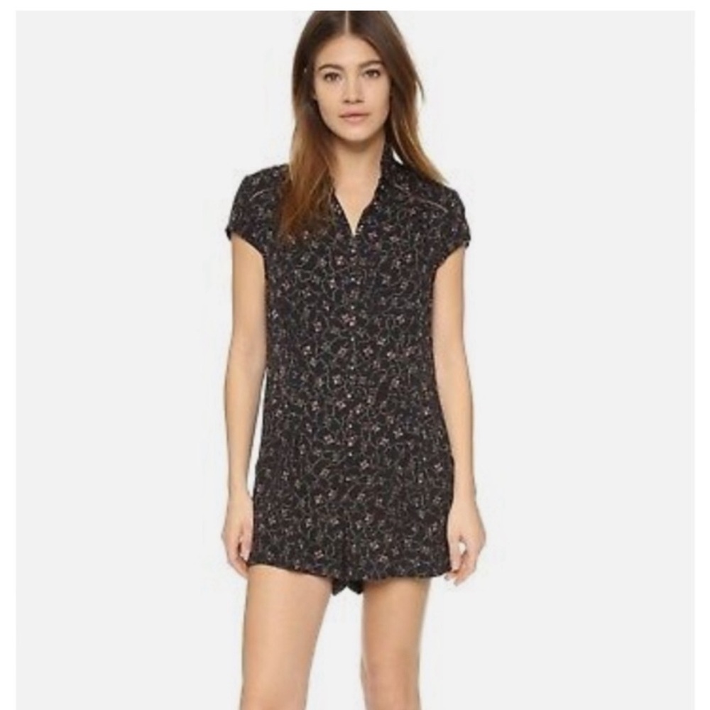 Free People Debby Dot Romper P2P 18” Black Combo $128 Retail NWT